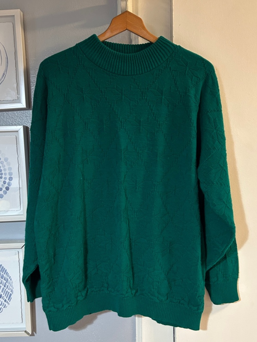 American Pride Vintage Women's Plus Size 22W Textured Crewneck Sweater Green